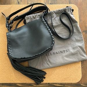 Allsaints leather crossbody with fringe tassel